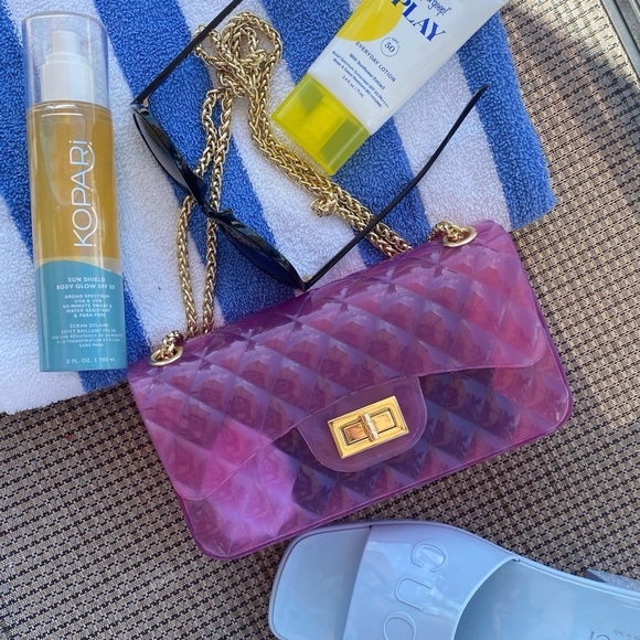 Pink Jelly Quilted Double Strap Crossbody Bag - Picture 2 of 6